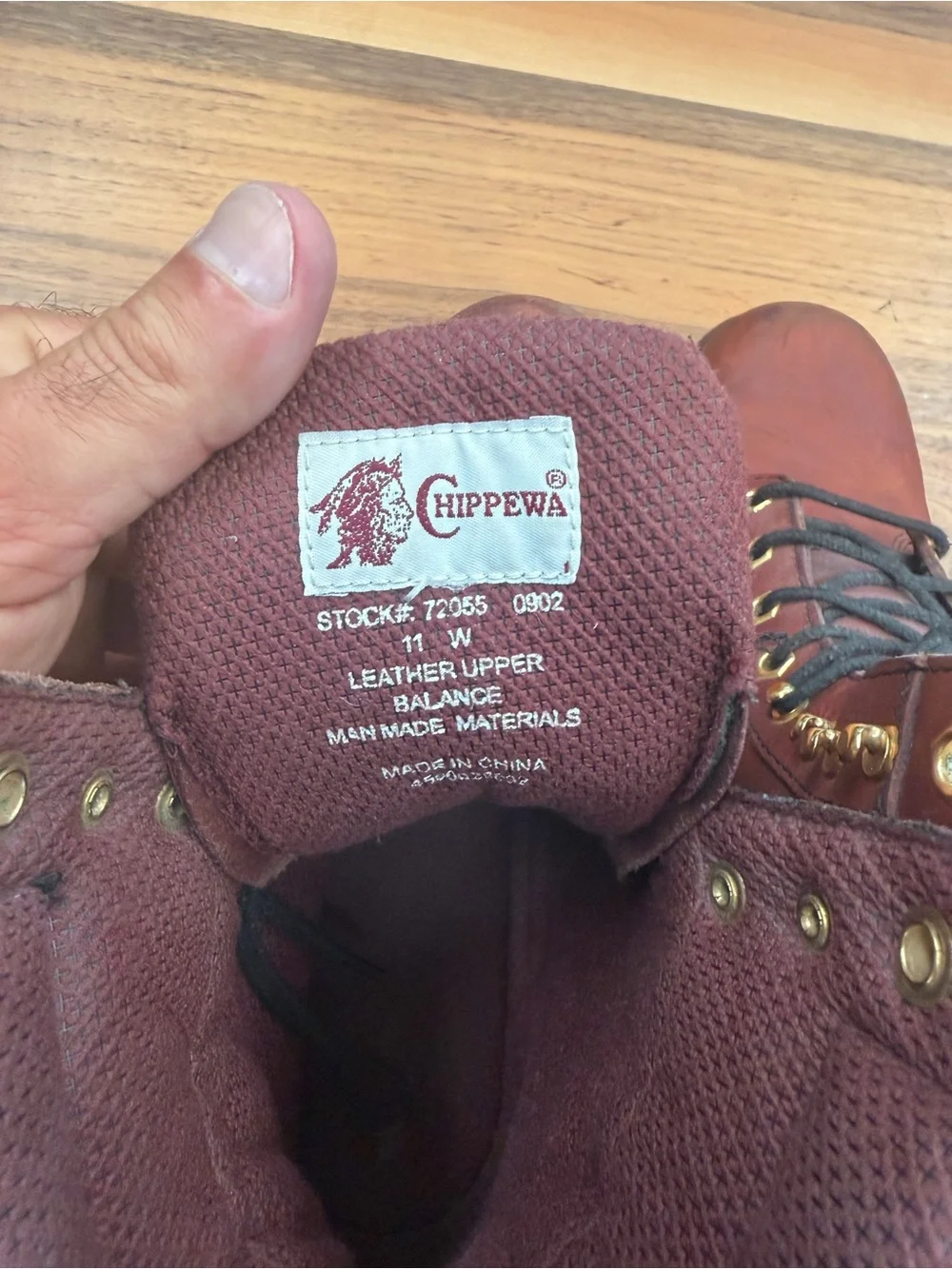 Chippewa Red-Brown Leather Lace-Up Work Boots